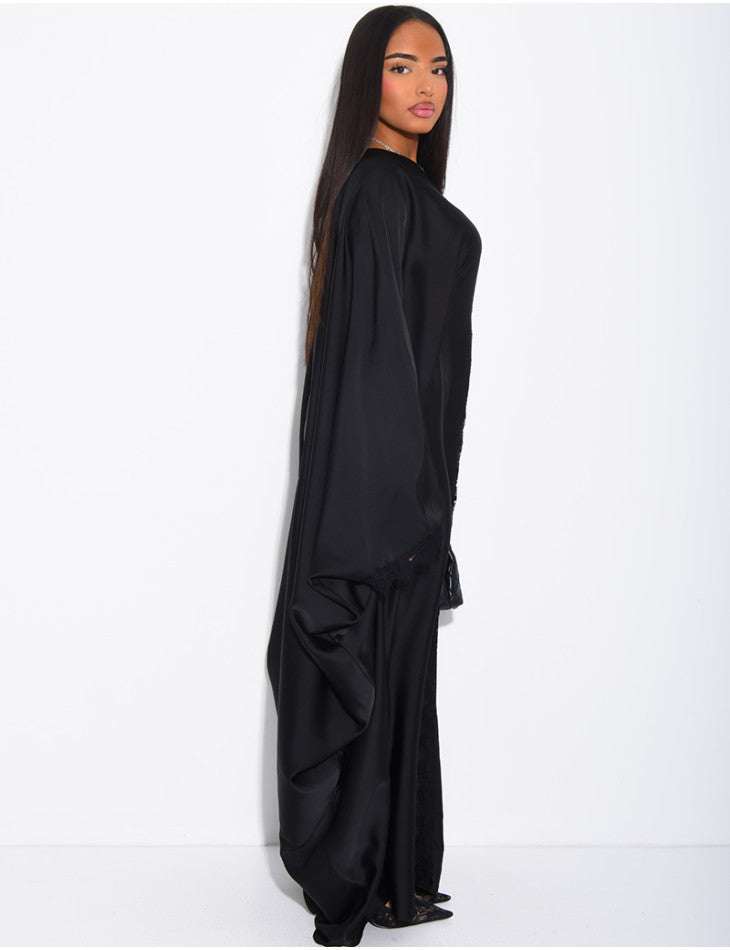 ABAYA PAPILLON A EMPIECEMENTS EN DENTELLE