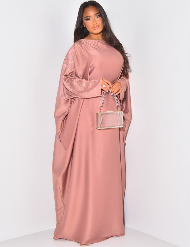 ABAYA PAPILLON ORNEE DE STRASS A NOUER A L'INTERIEUR