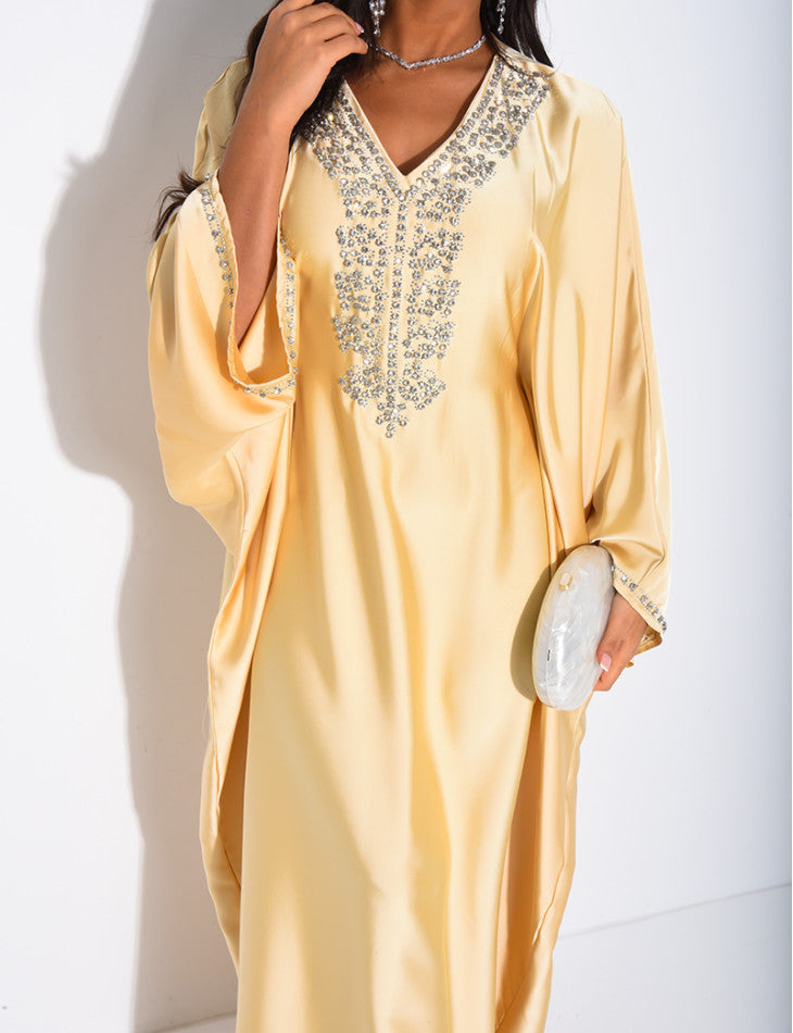 ABAYA PAPILLON A CRISTAUXJAUNE