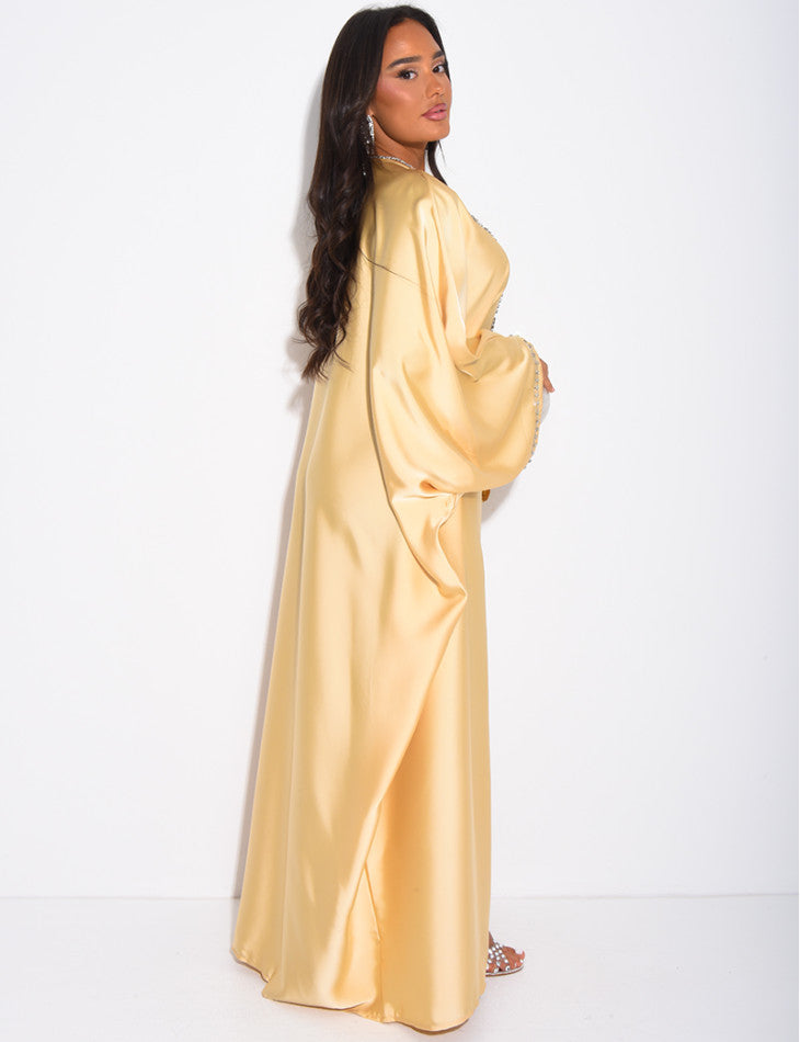 ABAYA PAPILLON A CRISTAUXJAUNE