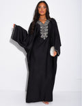 ABAYA PAPILLON A CRISTAUX NOIR