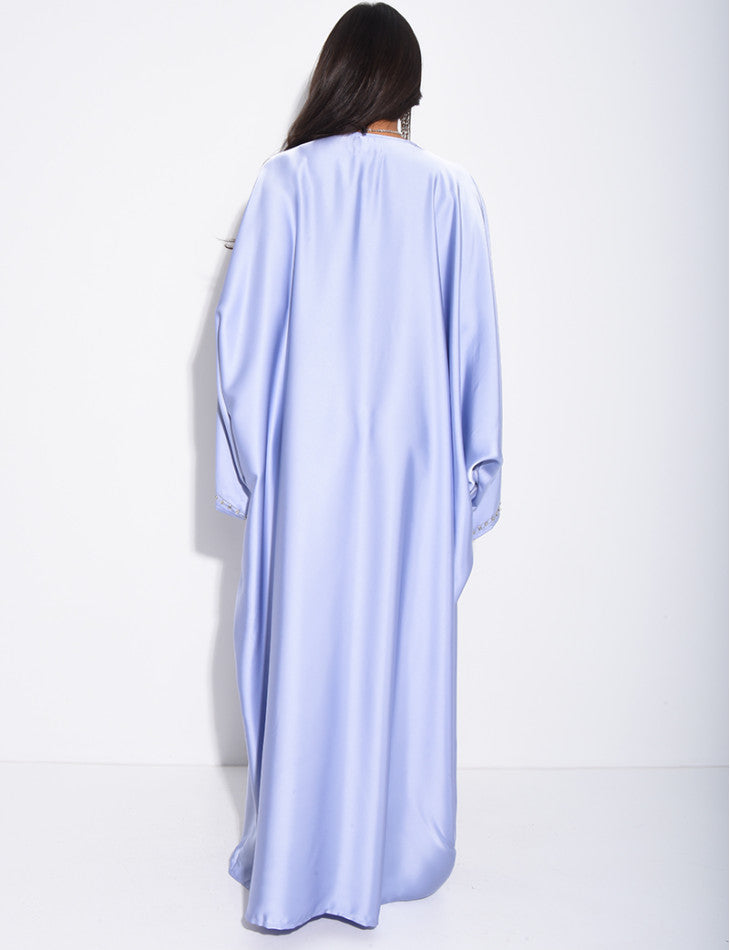 ABAYA PAPILLON A CRISTAUX BLEU