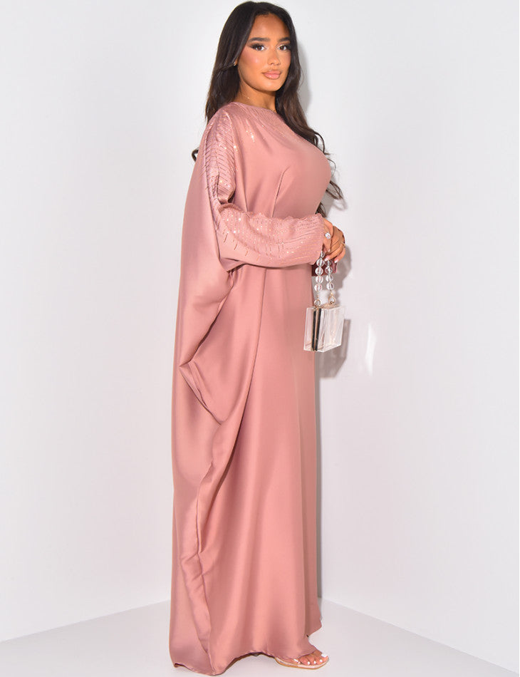 ABAYA PAPILLON ORNEE DE STRASS A NOUER A L'INTERIEUR