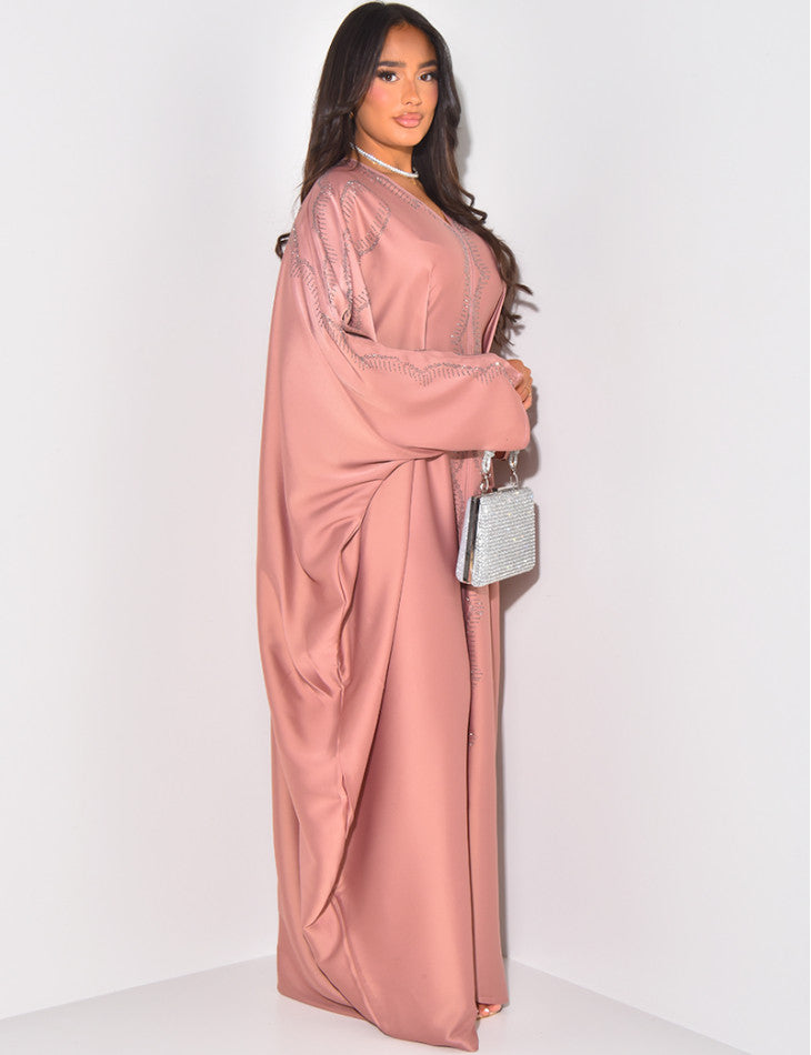 ABAYA PAPILLON ORNEE DE STRASS A NOUER A L'INTERIEUR