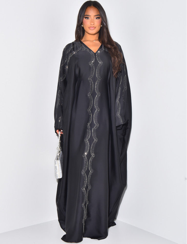 ABAYA PAPILLON ORNEE DE STRASS A NOUER A L'INTERIEUR