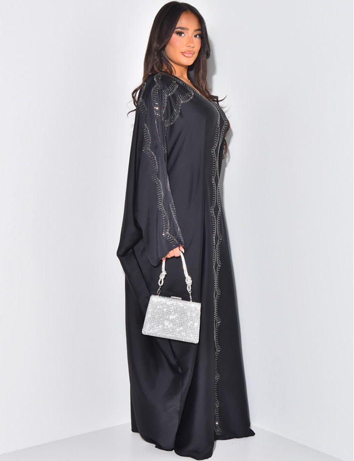 ABAYA PAPILLON ORNEE DE STRASS A NOUER A L'INTERIEUR