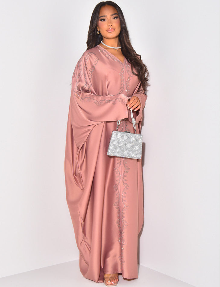ABAYA PAPILLON ORNEE DE STRASS A NOUER A L'INTERIEUR