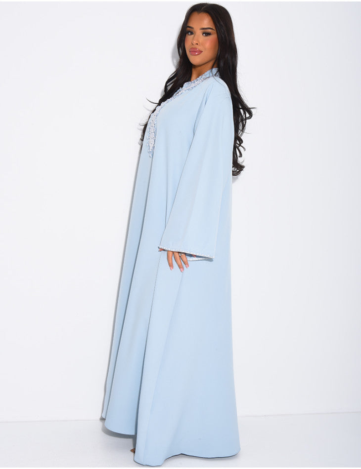 ABAYA AMPLE A PERLES COUSUE A LA MAIN