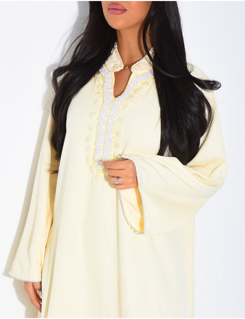 ABAYA AMPLE A PERLES COUSUE A LA MAIN